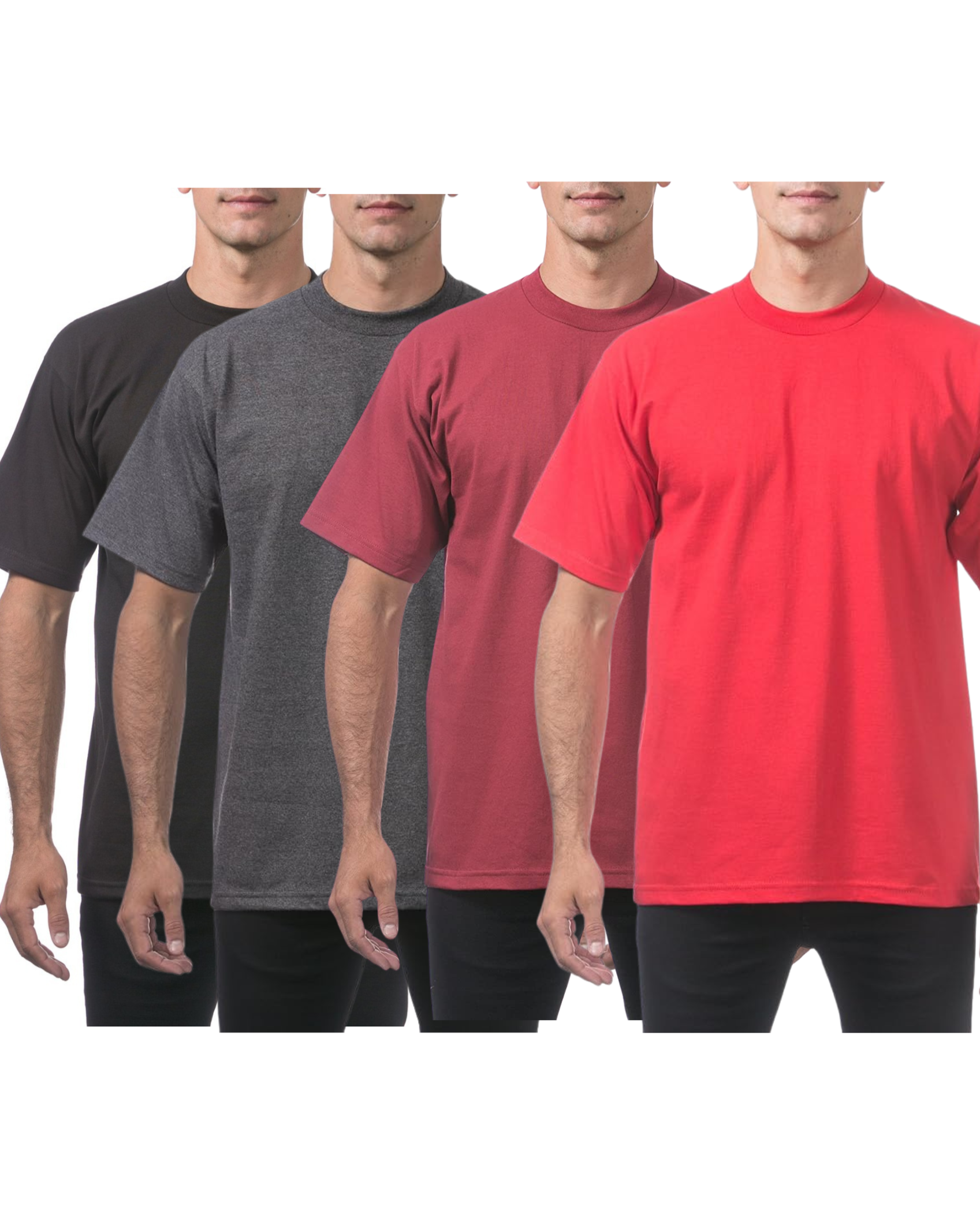 PROCLUB Heavyweight Short Sleeve 4 Pack Assorted Colors