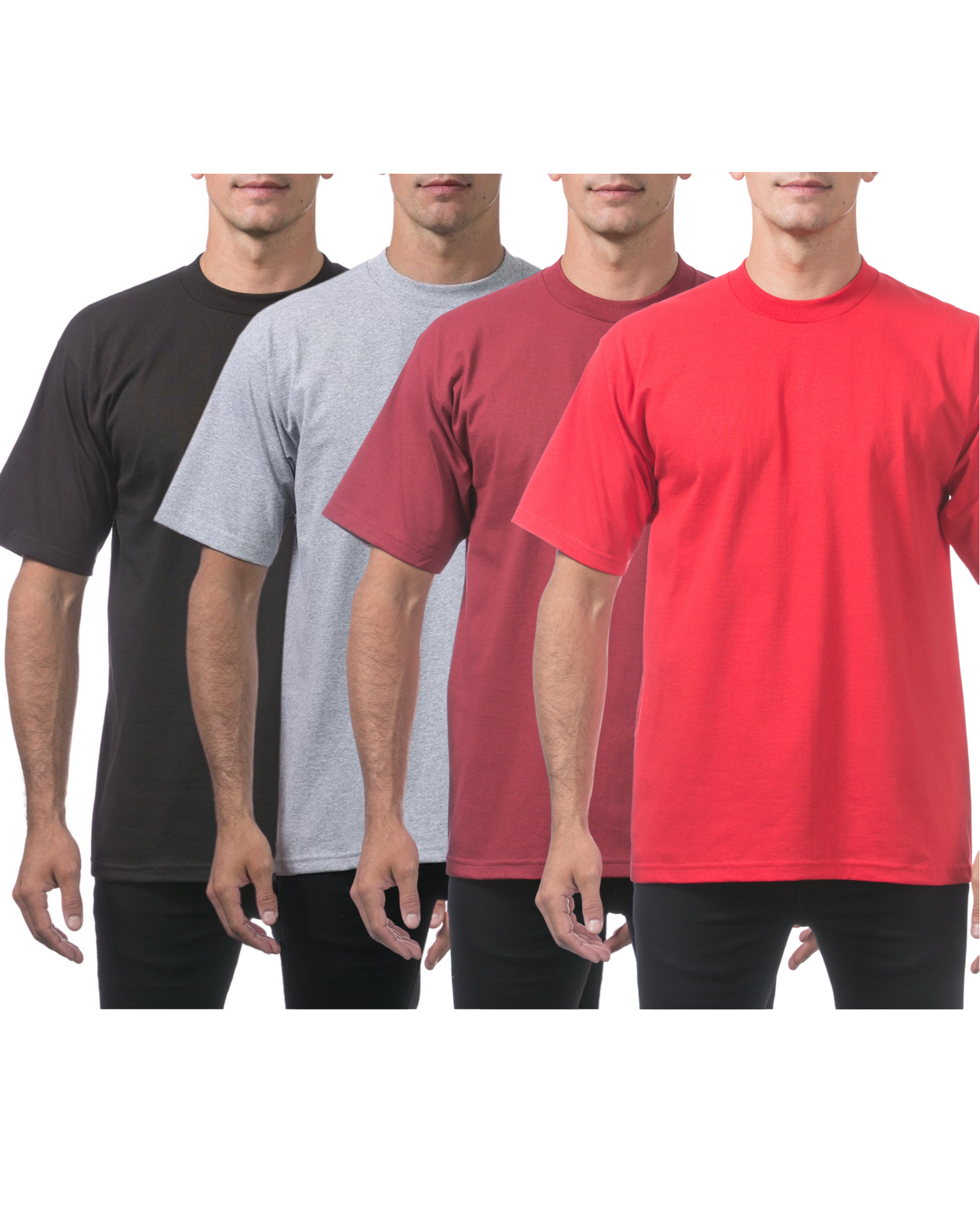 PROCLUB Heavyweight Short Sleeve 4 Pack Assorted Colors
