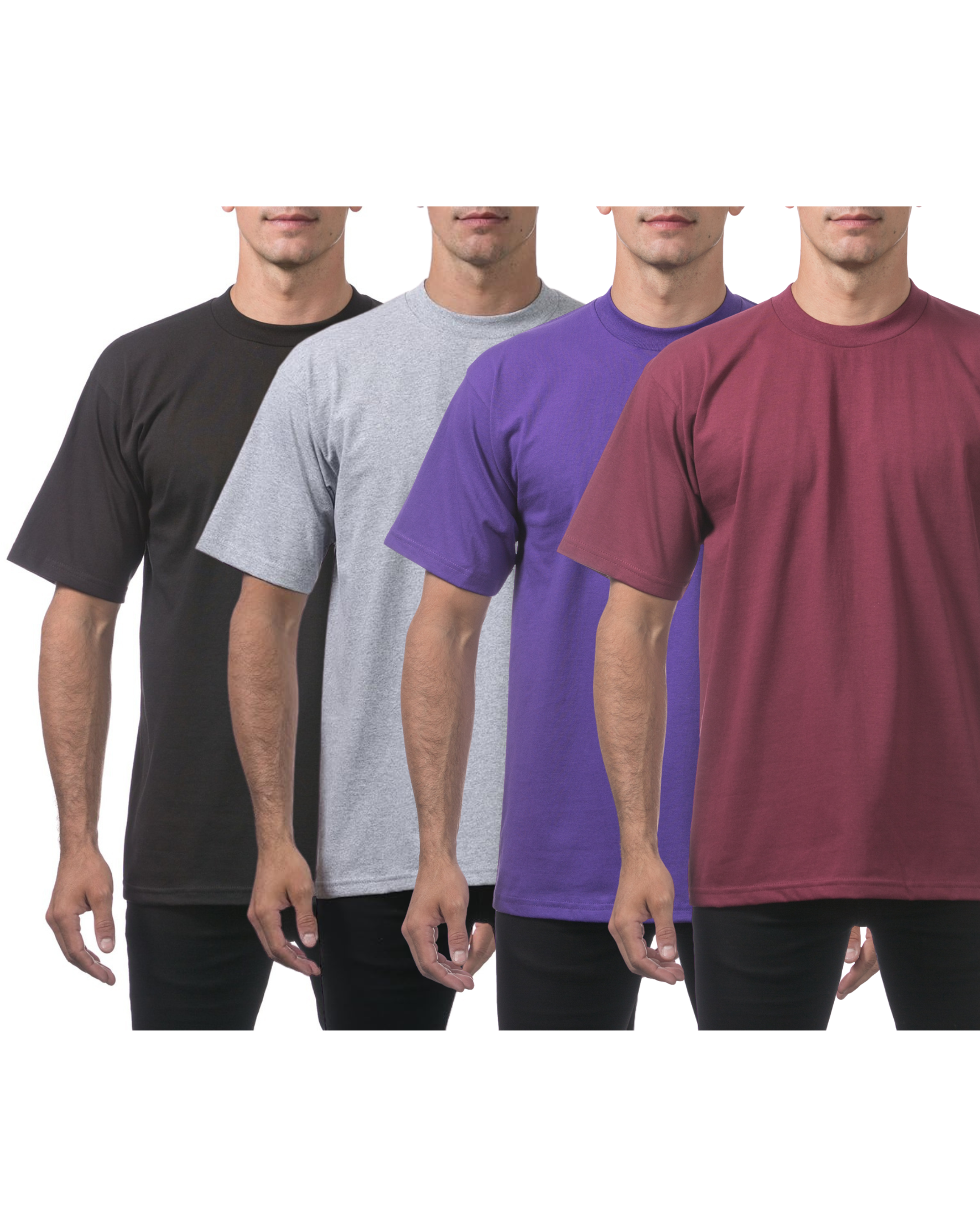 PROCLUB Heavyweight Short Sleeve 4 Pack Assorted Colors